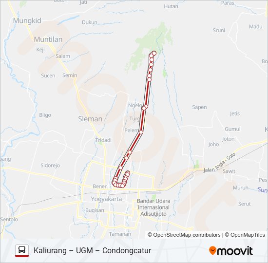 KALIURANG-CONDONGCATUR bus Line Map
