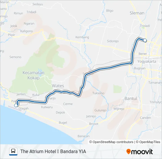 ATRIUM HOTEL ⇌ YIA Bus Line Map