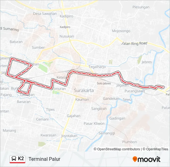 K2 Bus Line Map