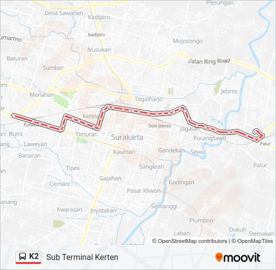 K2 Bus Line Map