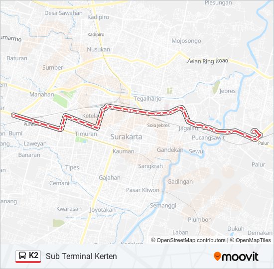 K2 bus Line Map