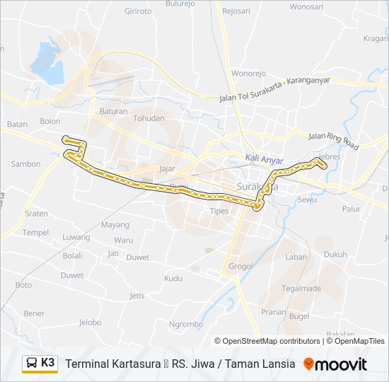 K3 Bus Line Map