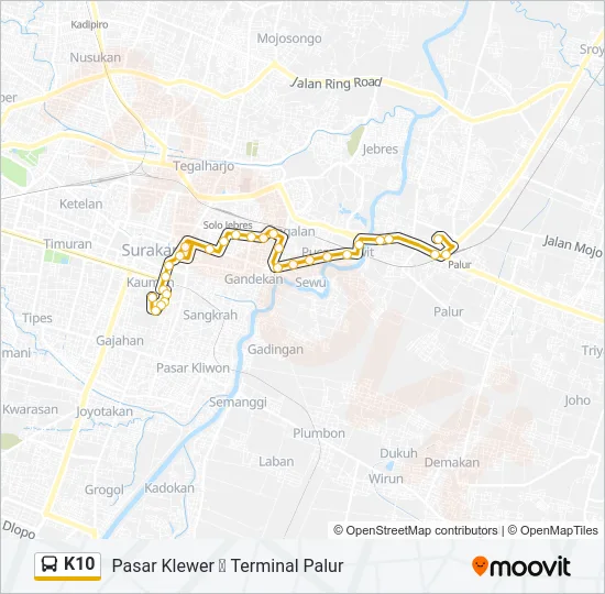 K10 Bus Line Map