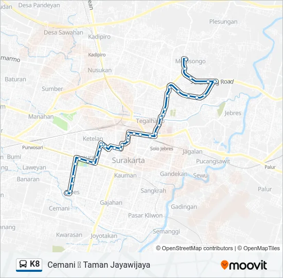 K8 Bus Line Map