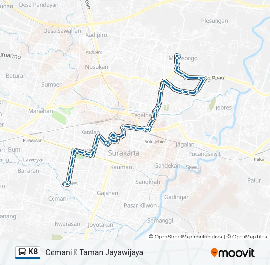 K8 Bus Line Map