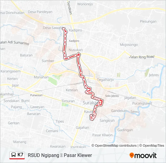 K7 Bus Line Map