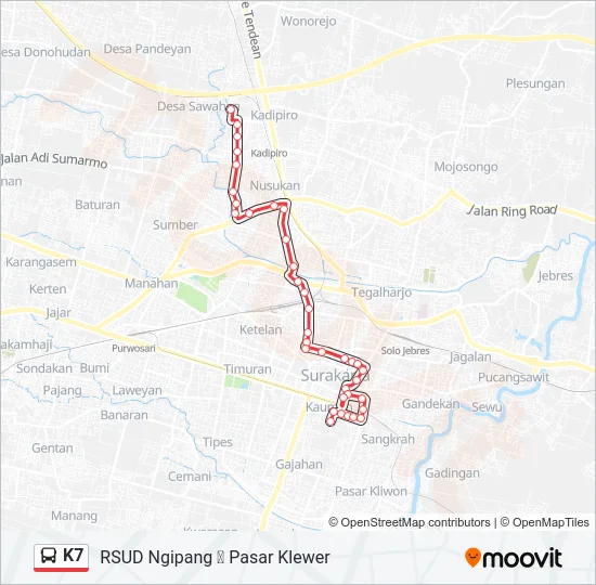K7 Bus Line Map
