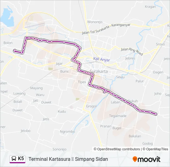 K5 Bus Line Map