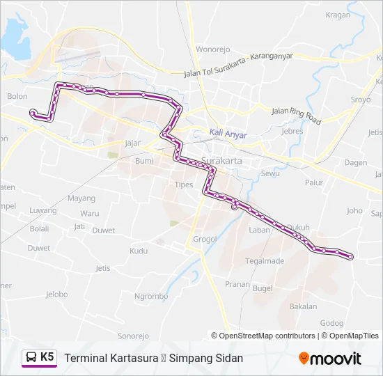 K5 Bus Line Map