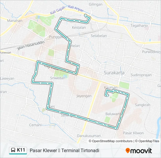 K11 Bus Line Map