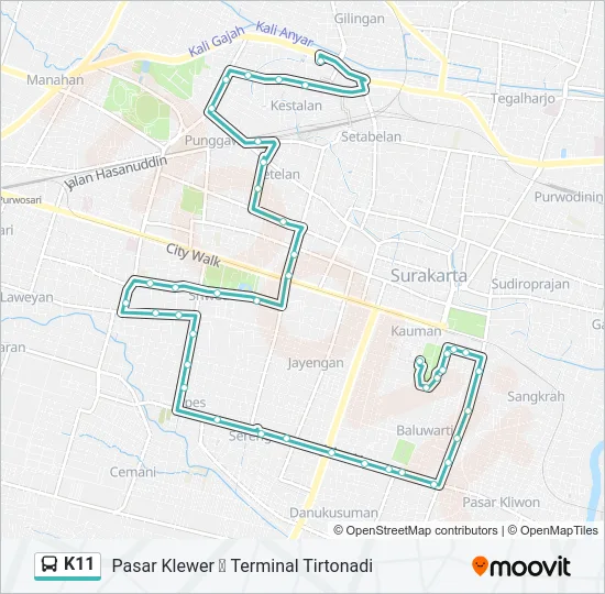 K11 Bus Line Map