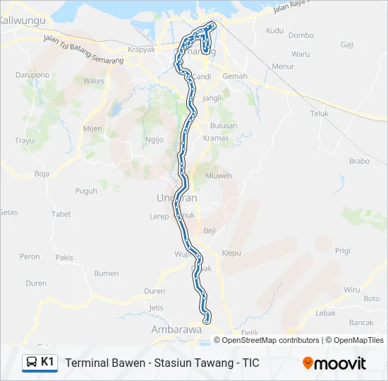 K1 Bus Line Map