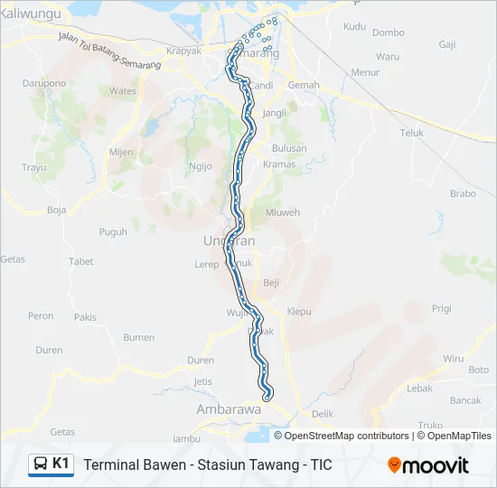 K1 Bus Line Map
