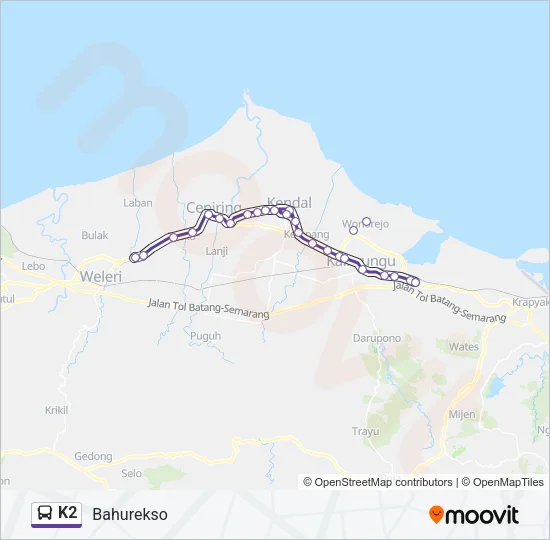 K2 Bus Line Map