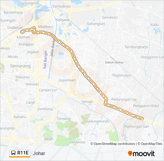 R11E Bus Line Map