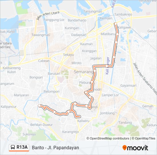 R13A bus Line Map