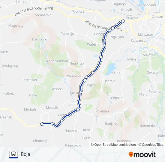 JRAKAH-BOJA Bus Line Map