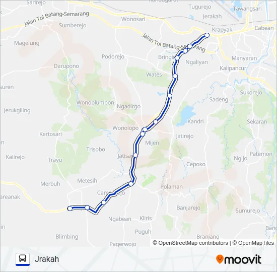JRAKAH-BOJA Bus Line Map