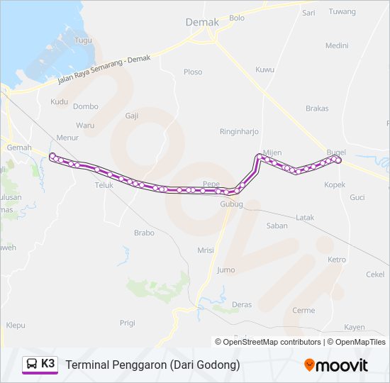 K3 Bus Line Map