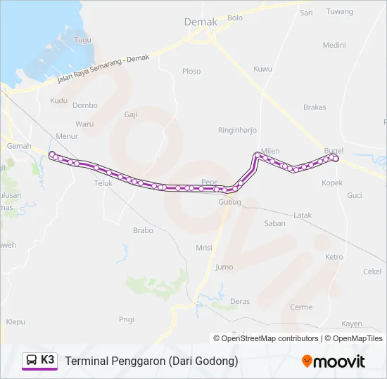 K3 Bus Line Map