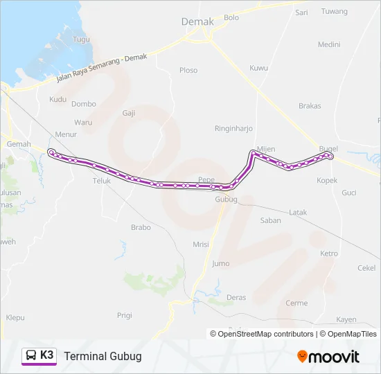 K3 Bus Line Map