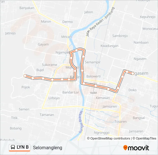 LYN B Bus Line Map
