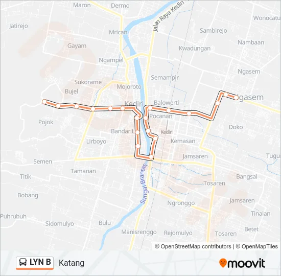 LYN B Bus Line Map