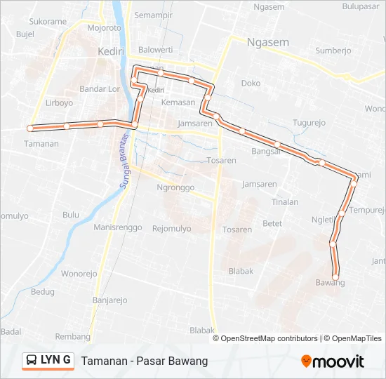 LYN G Bus Line Map