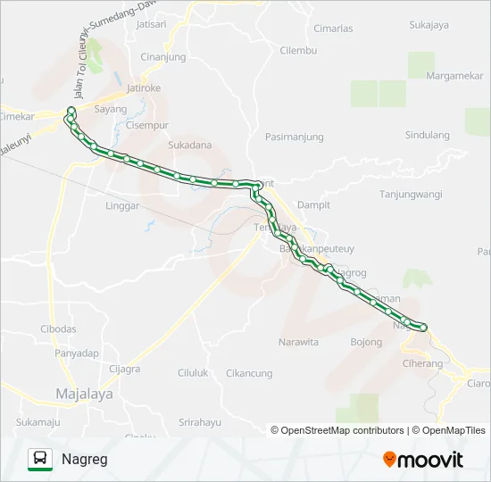 NAGREG-CILEUNYI Bus Line Map