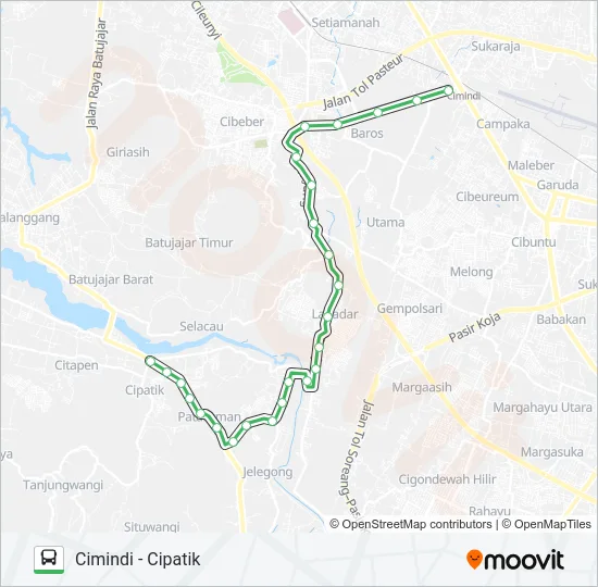 CIMINDI-CIPATIK Bus Line Map