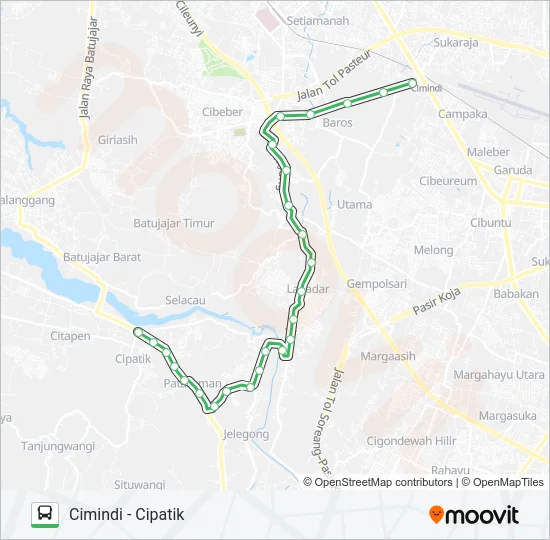 CIMINDI-CIPATIK Bus Line Map