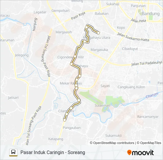 CARINGIN - SOREANG Bus Line Map