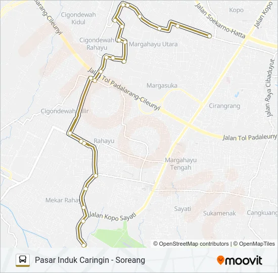 CARINGIN - SOREANG Bus Line Map