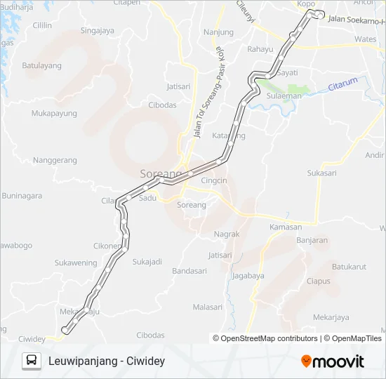 LEUWIPANJANG-CIWIDEY Bus Line Map