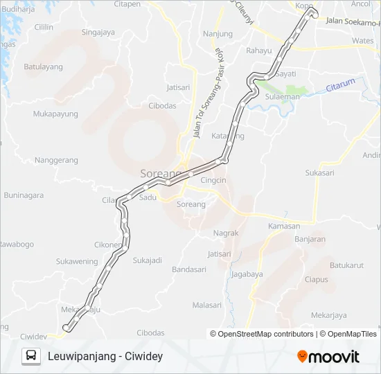 LEUWIPANJANG-CIWIDEY Bus Line Map