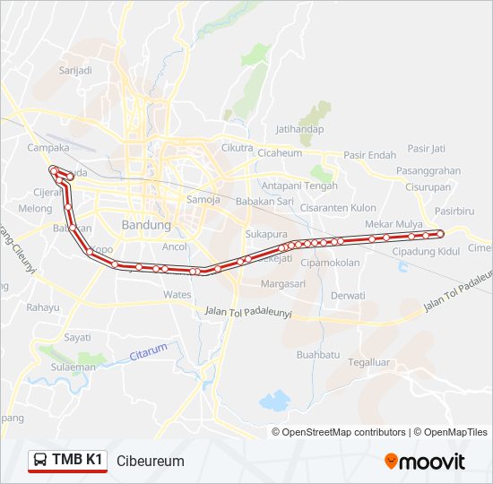 TMB K1 bus Line Map
