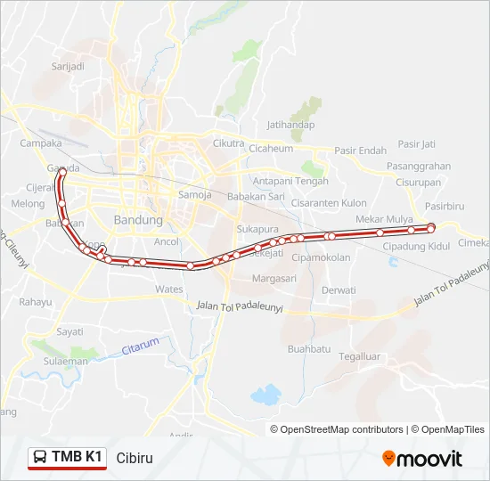 TMB K1 Bus Line Map