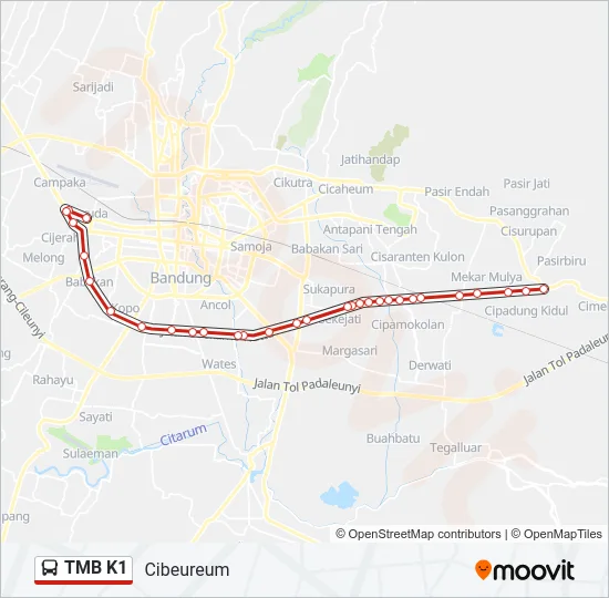 TMB K1 Bus Line Map