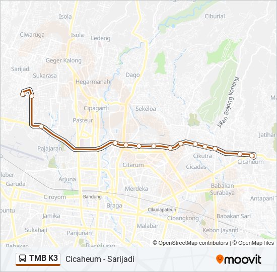 TMB K3 bus Line Map