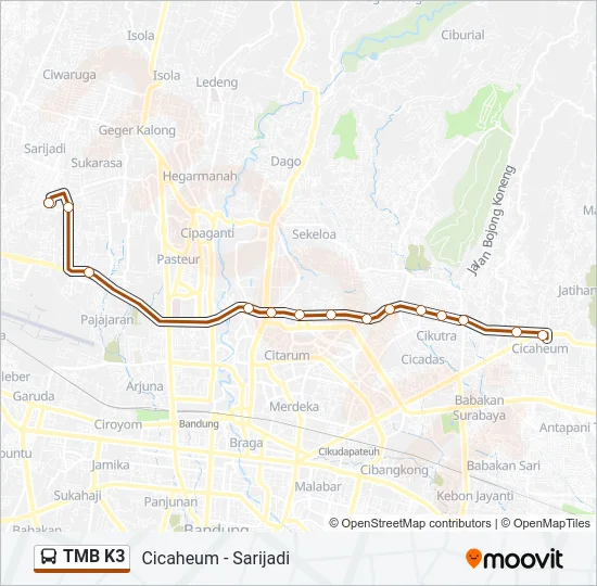 TMB K3 Bus Line Map
