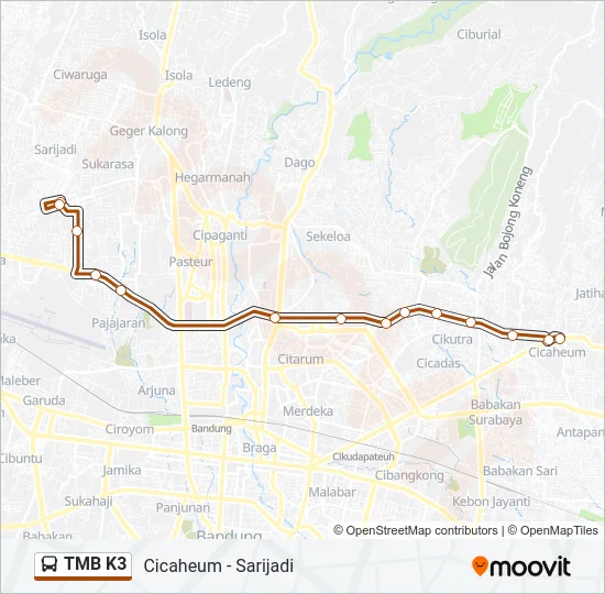 TMB K3 Bus Line Map
