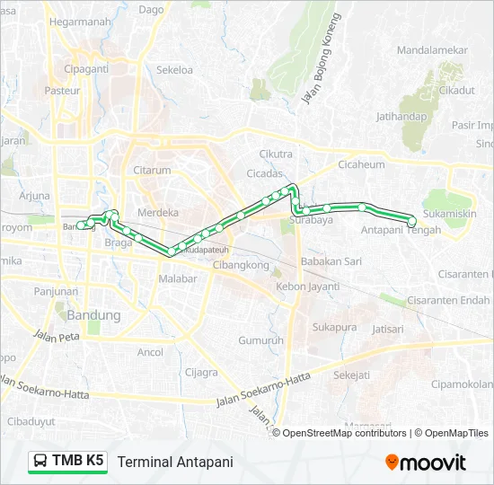 TMB K5 Bus Line Map