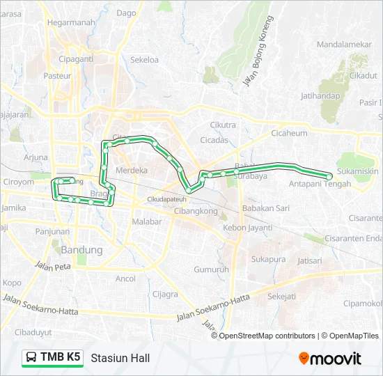 TMB K5 Bus Line Map
