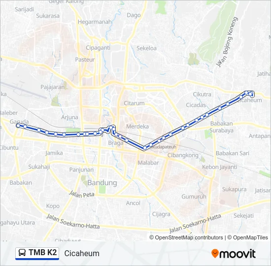 TMB K2 Bus Line Map