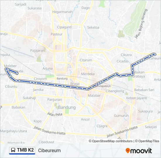 TMB K2 Bus Line Map
