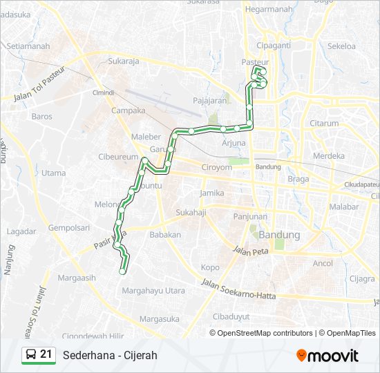 21 bus Line Map