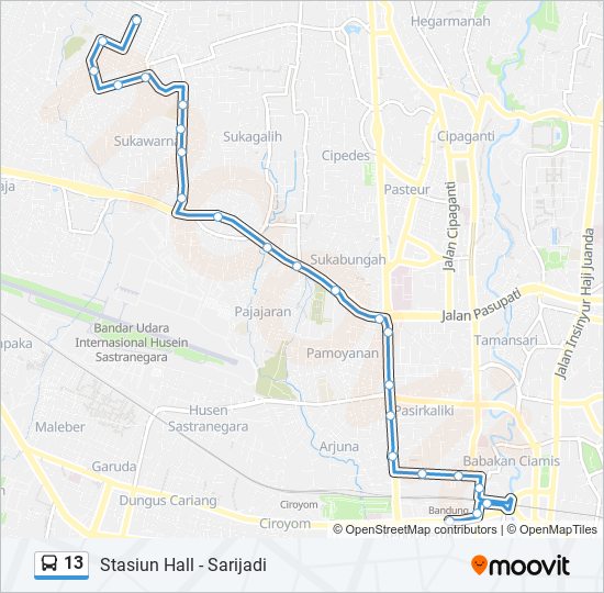 13 bus Line Map