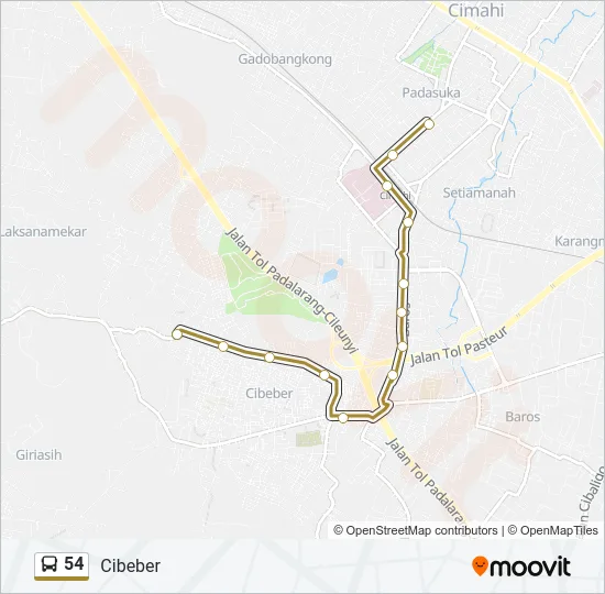 54 Bus Line Map