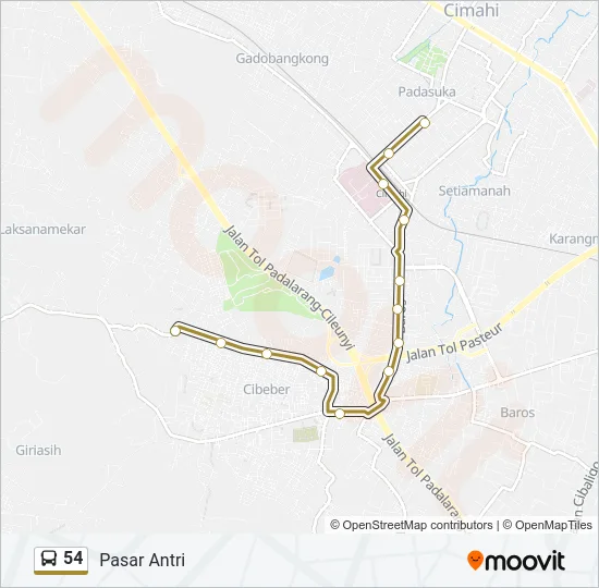 54 Bus Line Map