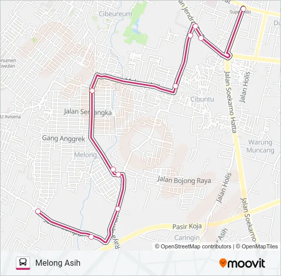 ELANG-MELONGASIH Bus Line Map